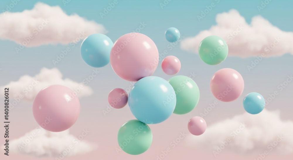 Pastel Balloons Floating in Sky - Soft pastel-colored balloons float against a dreamy sky with fluffy clouds. Perfect for backgrounds, websites, or presentations Pastel Balloons Floating in Sky - Soft pastel-colored balloons float against a dreamy sky with fluffy clouds. Perfect for backgrounds, websites, or presentations