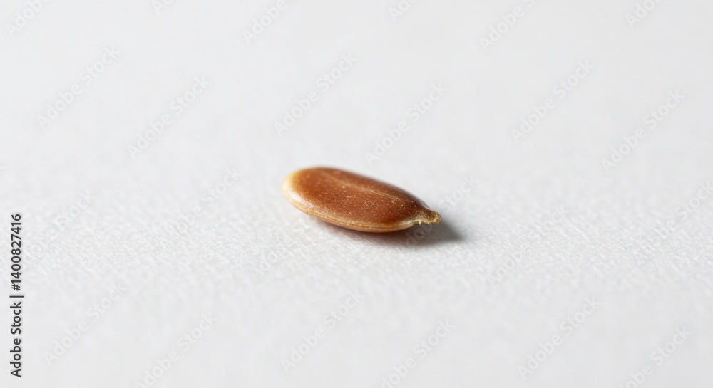 Macro Photography of a Single Flax Seed on a White Background Macro Photography of a Single Flax Seed on a White Background