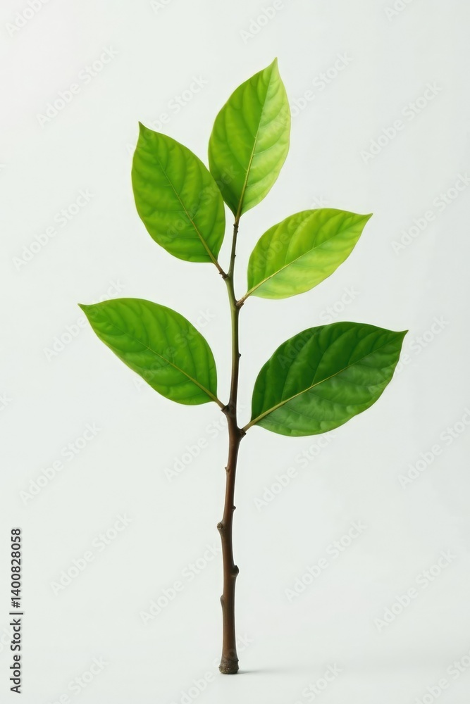 Fototapeta premium Single branch with slight shading isolated on white background, photography, stem