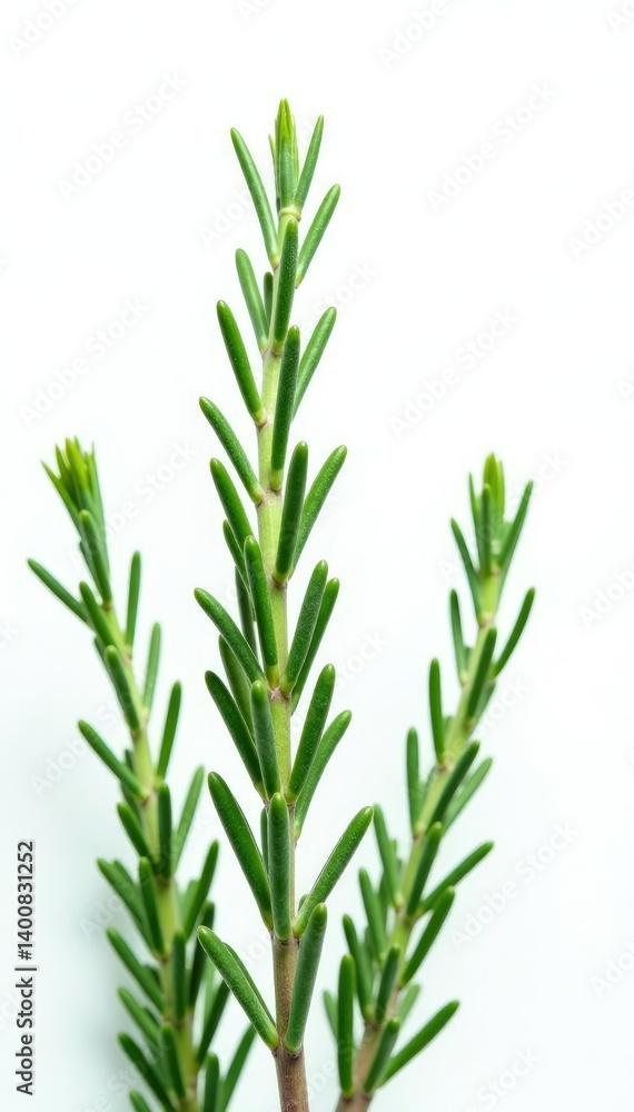 Fototapeta premium Sprigs of rosemary against bright white backdrop, garden, herbaceous