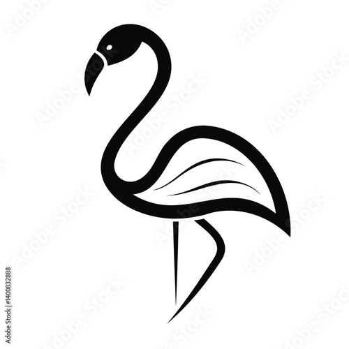 Elegant Black and White Flamingo Silhouette Logo Design