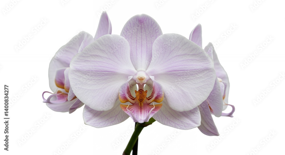 Elegant white orchid flower with delicate petals and vibrant center for nature and floral designs Elegant white orchid flower with delicate petals and vibrant center for nature and floral designs