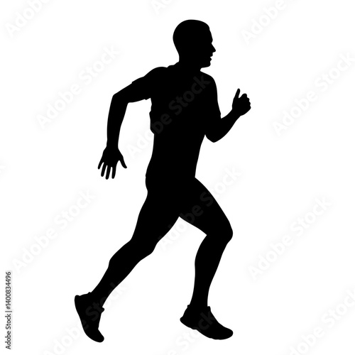Runner silhouette sprints forward showing determination and athleticism in minimalist style on a plain backdrop