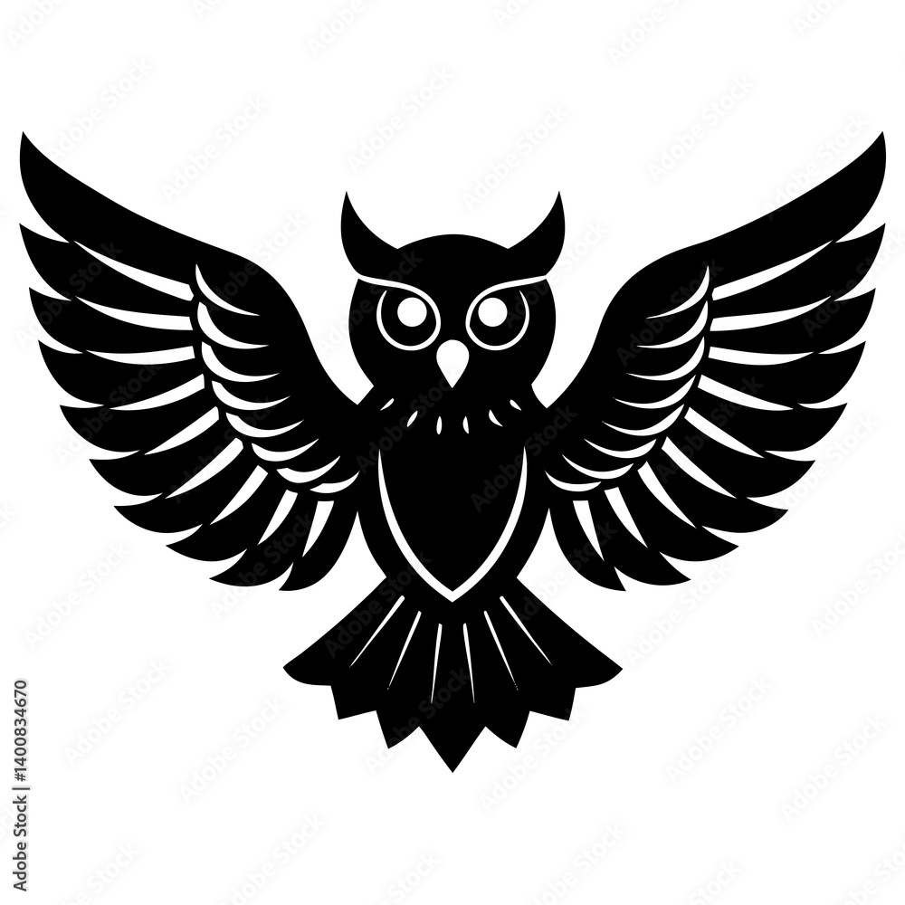 Fototapeta premium owl wide wings vector art silhouette