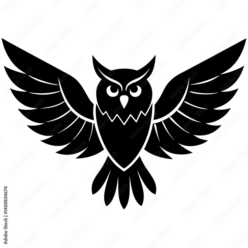 Obraz premium owl wide wings vector art silhouette
