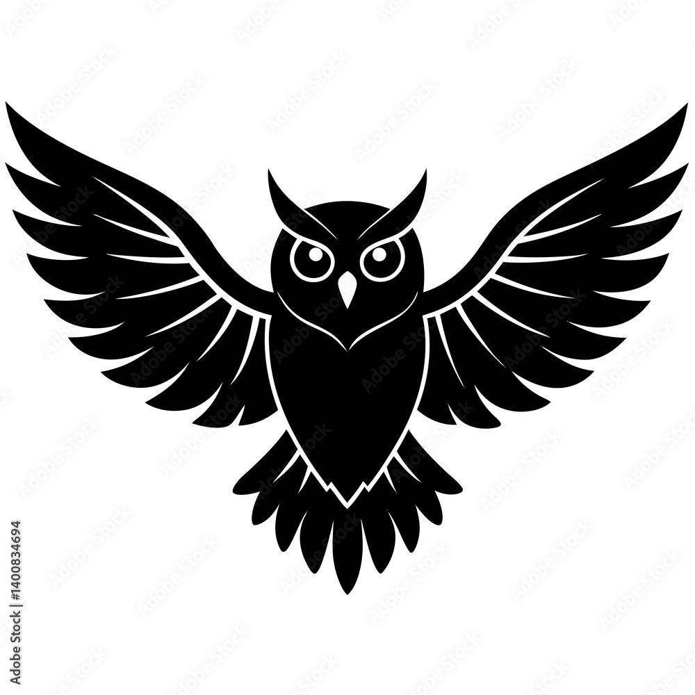 Obraz premium owl wide wings vector art silhouette