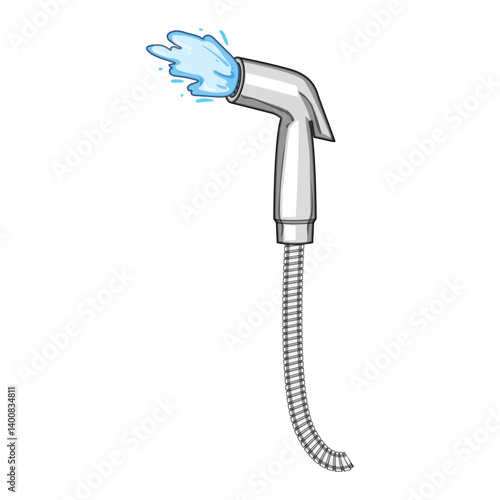 bathroom bidet sprayer cartoon vector illustration