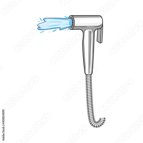 cleaning bidet sprayer cartoon vector illustration