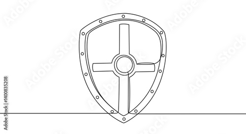 Ancient heraldic shield design in minimalist style  