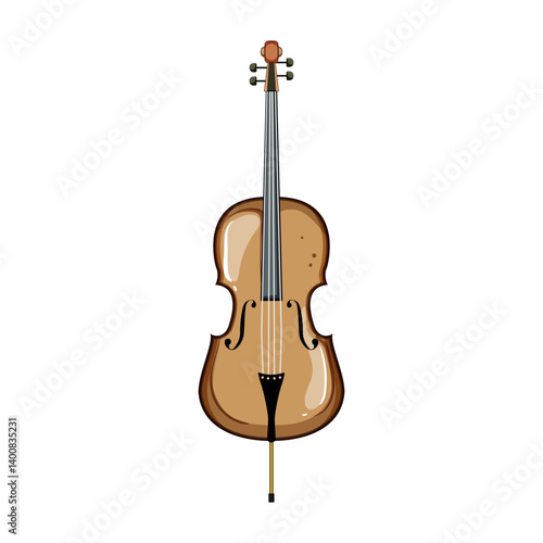 bow cello cartoon vector illustration