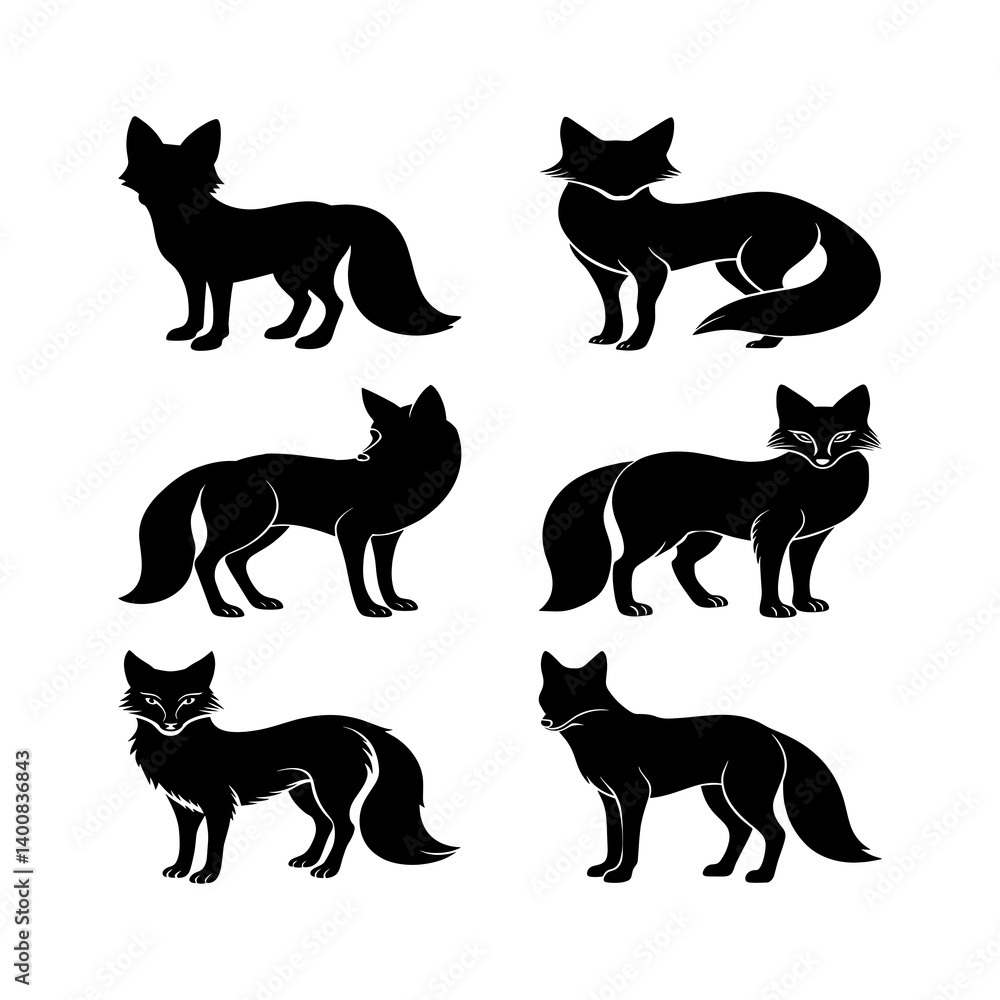 Black silhouettes of various pets and animals including cats dogs and horses in a simple vector set Black silhouettes of various pets and animals including cats dogs and horses in a simple vector set