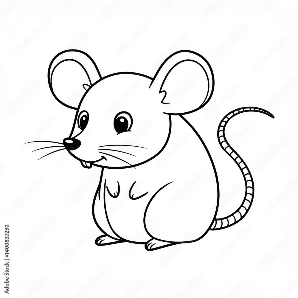 Cartoon outline of a mouse on white background Cartoon outline of a mouse on white background