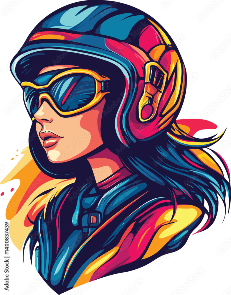 Naklejka premium girl in a helmet