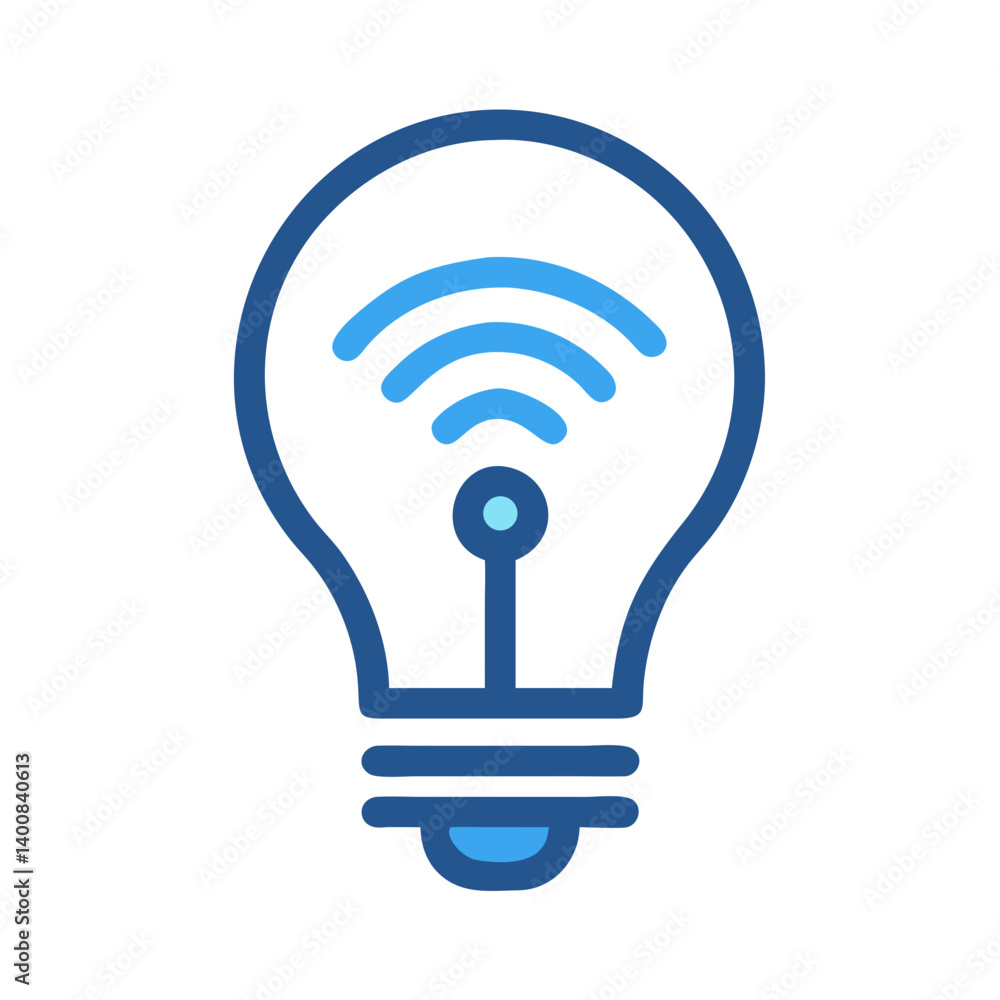 Light Bulb with Wireless Signal Icon Design Light Bulb with Wireless Signal Icon Design