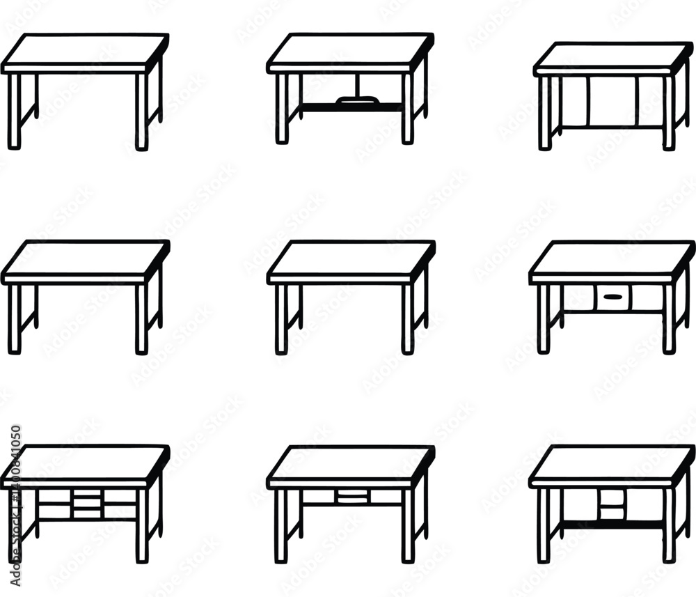 set of reading table line art set of reading table line art