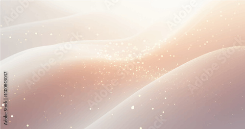 RGB smooth, light-colored flowing waves or curves on a soft gradient background. Add small glowing light particles or bokeh effects scattered across the image Use a light white and black color palettn