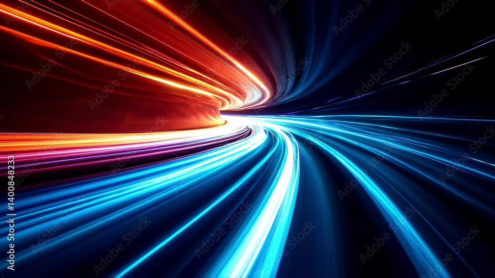 Vibrant Light Trails with Red and Blue Motion in Dark Background Vibrant Light Trails with Red and Blue Motion in Dark Background