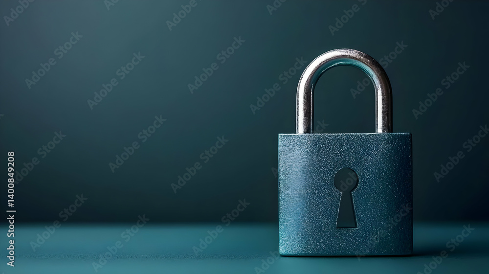 Naklejka premium Dark Teal Metal Lock on Dark Background