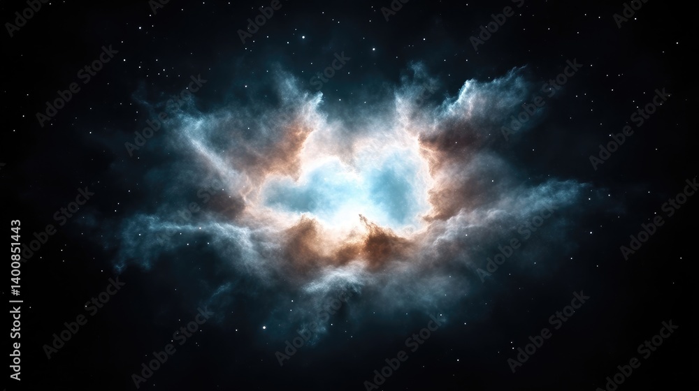 Fototapeta premium Cosmic nebulae, starburst, glowing center