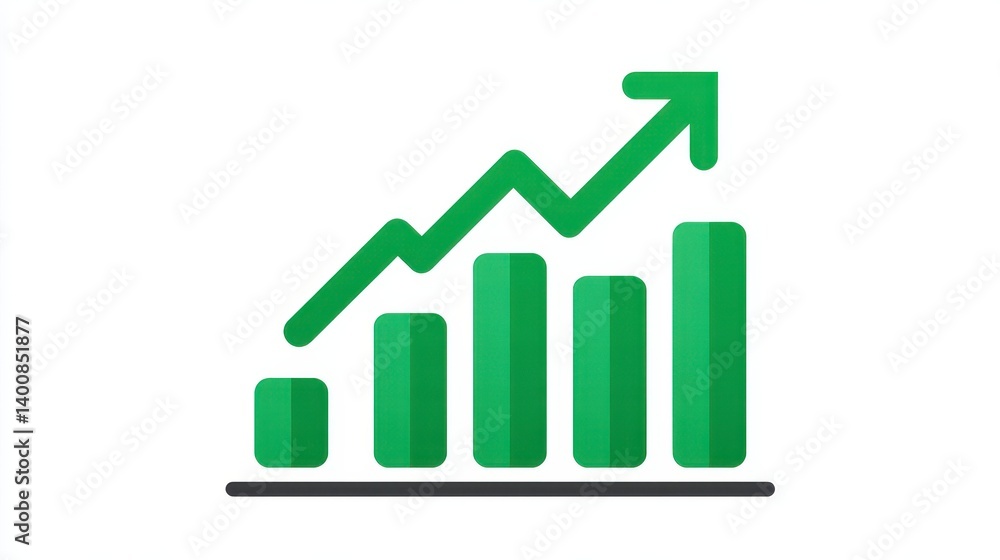 Green Upward Trending Bar Graph Illustrating Growth and Progress Green Upward Trending Bar Graph Illustrating Growth and Progress