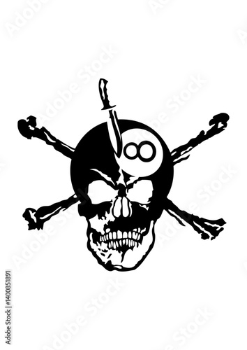 billard 8 tete de mort os couteau logo club