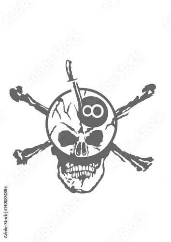 billard tete de mort os couteau logo club