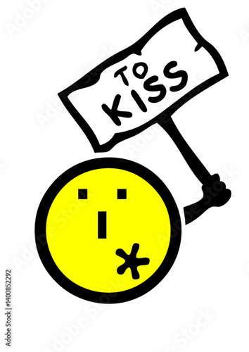 kiss bisous smiley pancarte symbole caractere