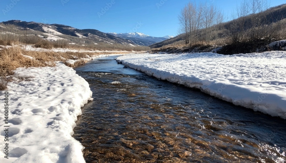 Winter stream in a valley Winter stream in a valley
