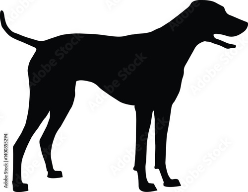 A black and white drawing of a dog
