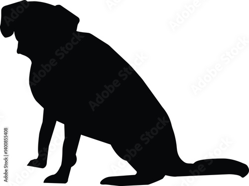 Dog Silhouette Vector Illustration White Background
