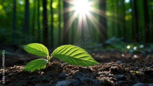 New growth emerging in forest floor