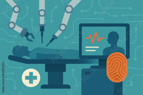 Obraz na płótnie Medical technology and data visualized in modern flat illustrations. w salonie