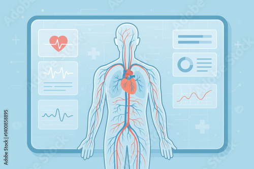Obraz na płótnie Medical technology and data visualized in modern flat illustrations. w salonie