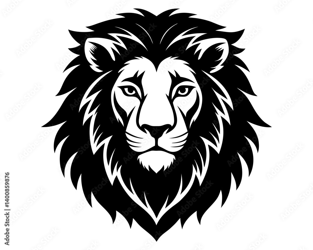 Fototapeta premium Lion Head Silhouette Vector Design, Lion SVG, Lion Head Icon