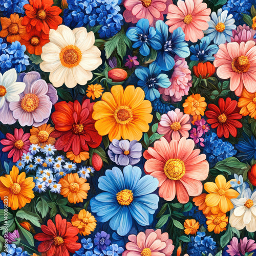 Wallpaper Mural Vibrant flowers in bloom against a lush garden backdrop. Torontodigital.ca