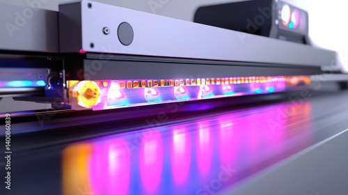 High-Tech UV Printer Close-up: Modern Digital Printing Technology