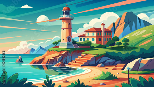 Espiguette lighthouse near Grau le Roi, southern France.