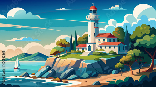 Espiguette lighthouse near Grau le Roi, southern France.