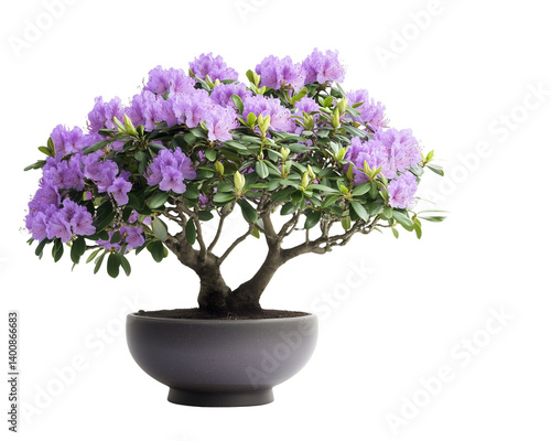 Wallpaper Mural Purple rhododendron bonsai tree in a black plastic pot isolated on transparent background Torontodigital.ca