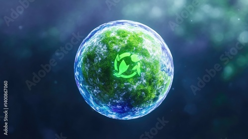 Wallpaper Mural Sustainable energy, planet, circular economy.  A vibrant,  green,  spherical world symbolizes the concept of renewable energy and sustainable practices. Torontodigital.ca