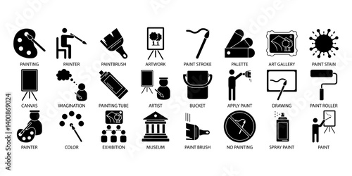 Painting icons set . Painting pack symbol vector elements for infographic web