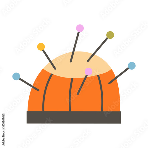Pin cushion. Sewing pin holder. Vector illustration.