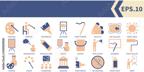 Painting icons set . Painting pack symbol vector elements for infographic web