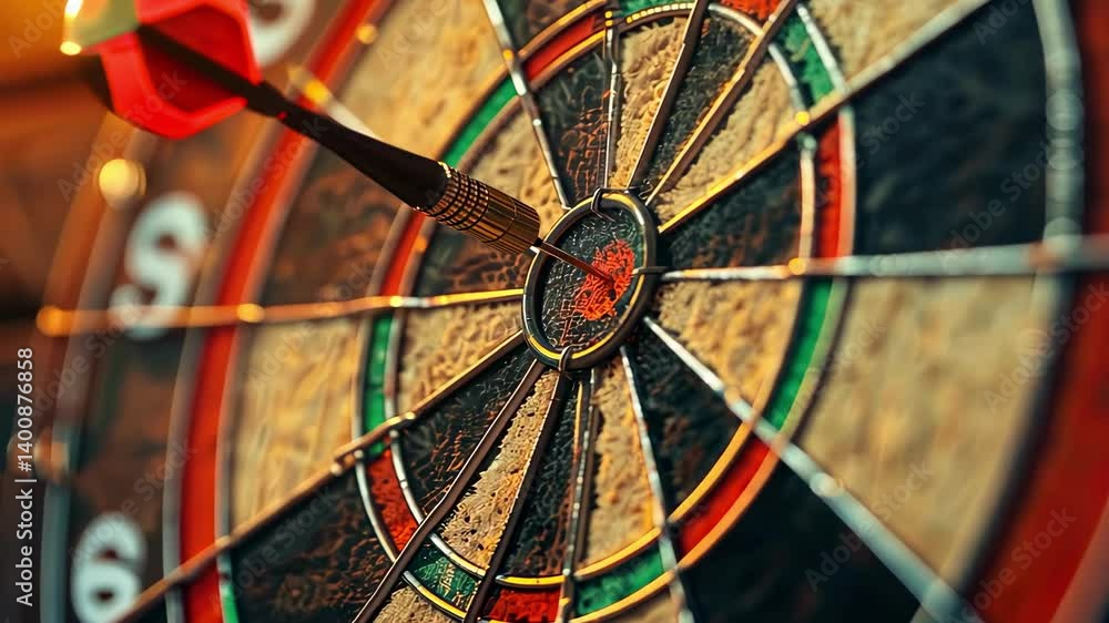 close-up of darts straight into the target. Selective focus close-up of darts straight into the target. Selective focus