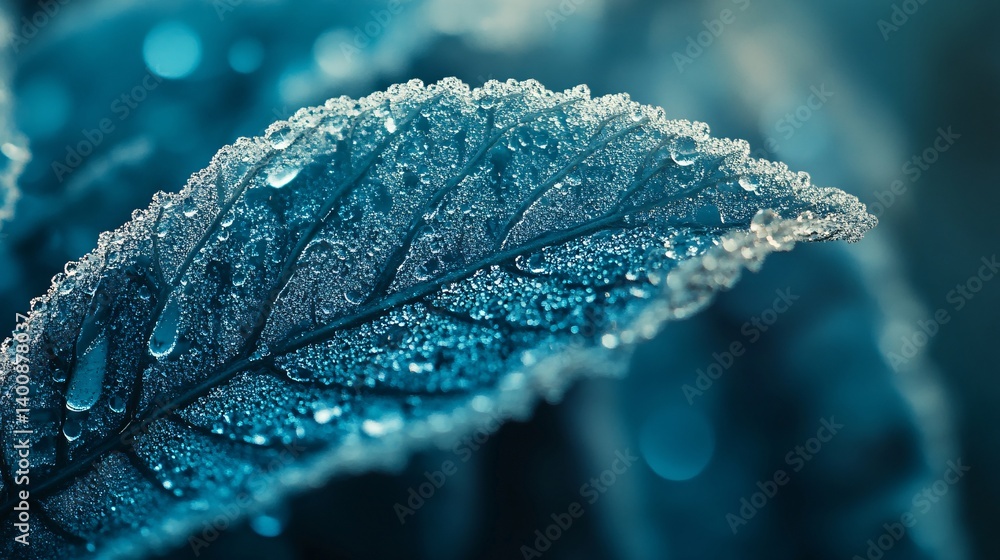 Delicate Macro Shot of Frosty Leaf in Winter Wonderland Delicate Macro Shot of Frosty Leaf in Winter Wonderland