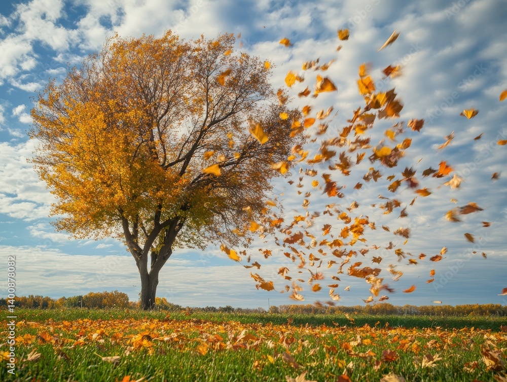 custom made wallpaper toronto digitalA fall wind blowing leaves in a flurry of warm colors,