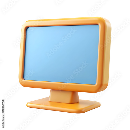 Computer monitor 3d rendering isolated on transparent background. Cartoon plastic style icon