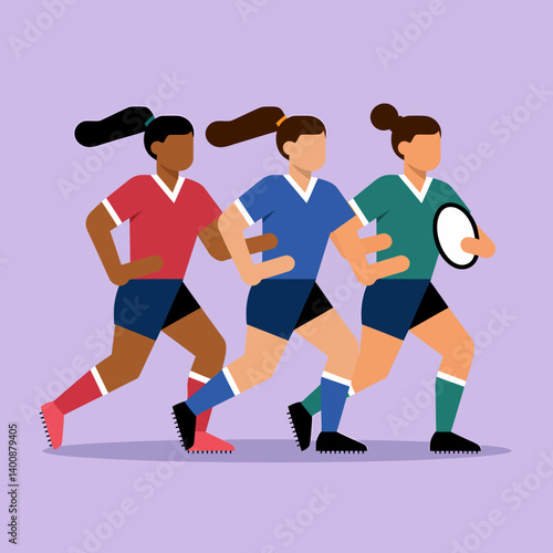 Rugby Team: Women Running with the Ball, Sport and Competition