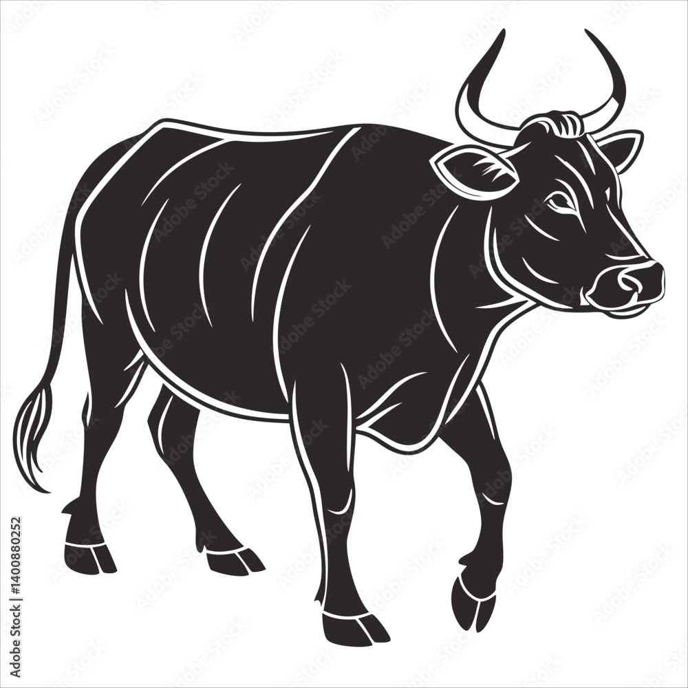 Fototapeta premium black and white cow