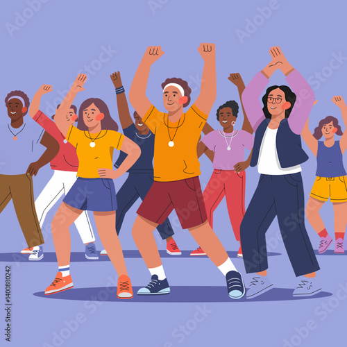 Group Fitness Class: Diverse People Enjoying Energetic Dance Workout